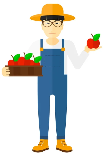 Çiftçi toplama elma. — Stok Vektör