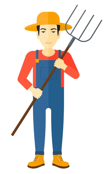 Farmer with pitchfork. — Stock Vector