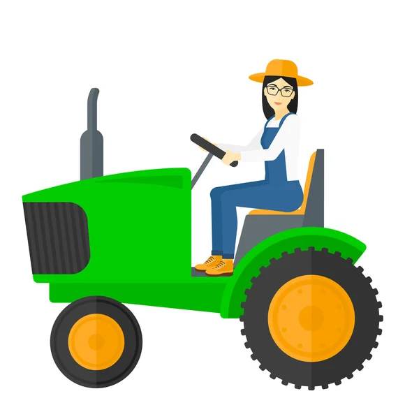 Granjero tractor de conducción . — Vector de stock