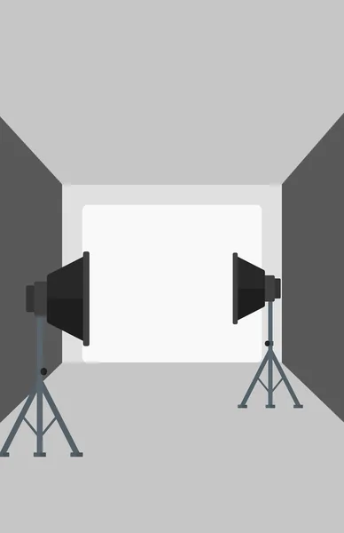 Fond de studio photo vide avec équipement d'éclairage . — Image vectorielle