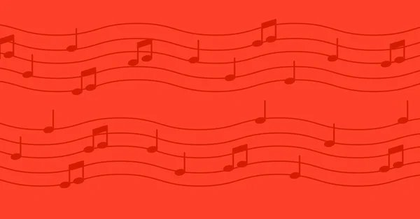 Notas de música sobre fondo rojo . — Archivo Imágenes Vectoriales
