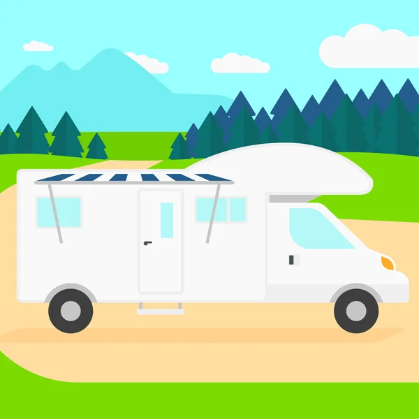 Contexte du camping-car dans la forêt . — Image vectorielle