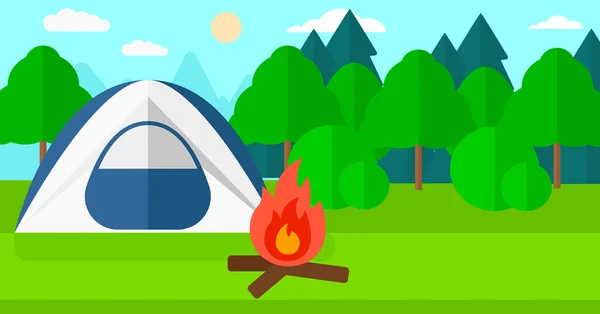 Contexte du camping avec tente . — Image vectorielle