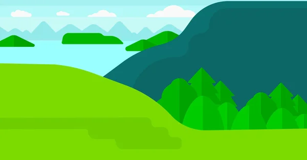 Hintergrund der Landschaft mit Bergen und See. — Stockvektor