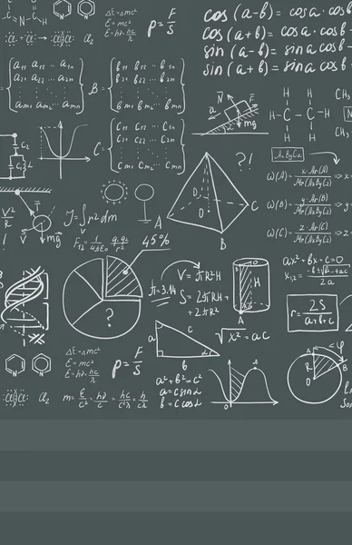 Background of white blackboard with mathematical equations. — Stockvector