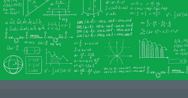 Hintergrund der weißen Tafel mit mathematischen Gleichungen. — Stockvektor