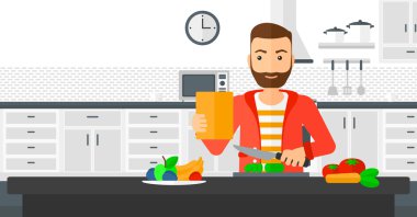 adam yemek pişirme.