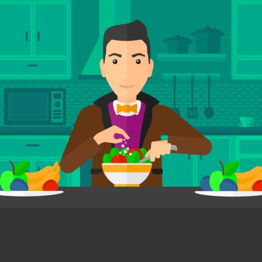 adam yemek pişirme.