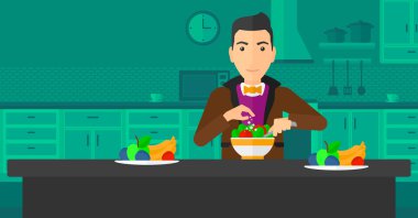 adam yemek pişirme.