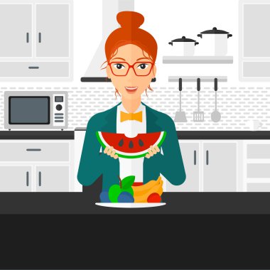 Karpuz yiyen kadın.