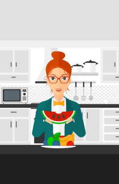 Karpuz yiyen kadın.