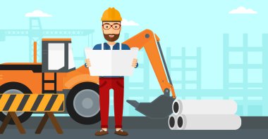 Bir plan tutan mühendisi.