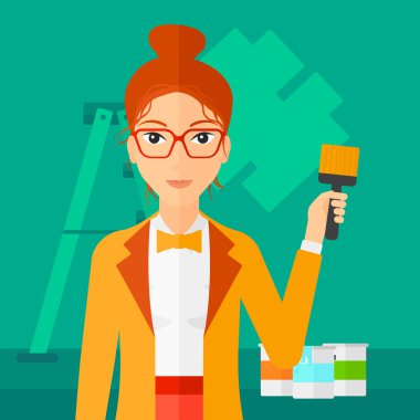 Boya fırçası ile ressam.