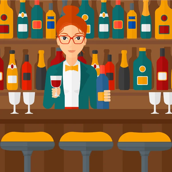 Barman v baru čítač. — Stockový vektor