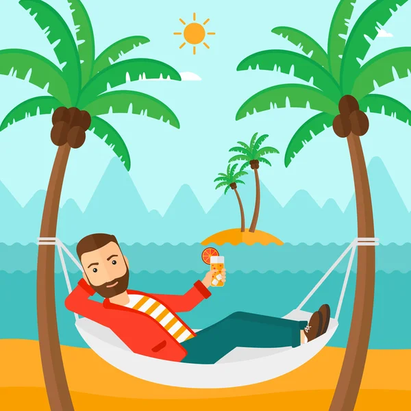 Man chilling in hammock. — Stock Vector