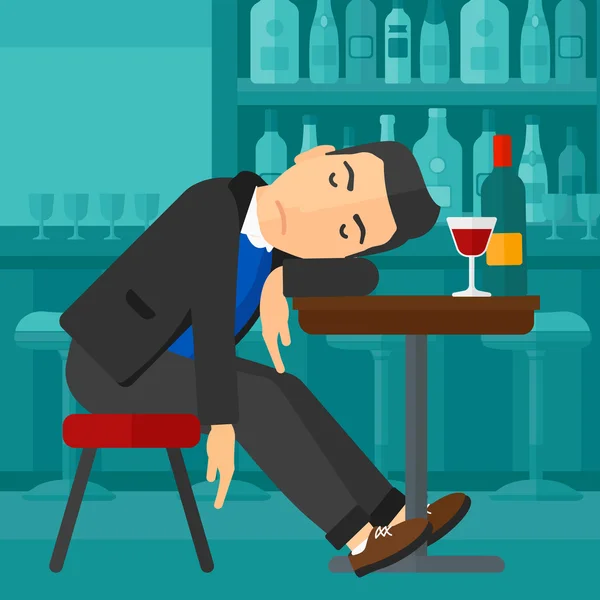 Man sleeping in bar. — Stock Vector