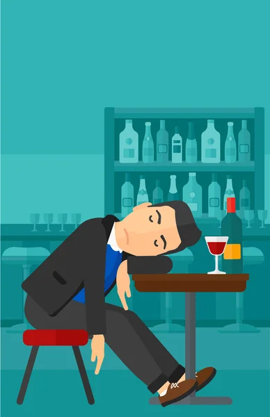 Hombre durmiendo en el bar . — Vector de stock