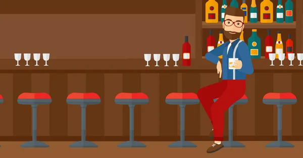 Человек, сидящий в баре . — стоковый вектор