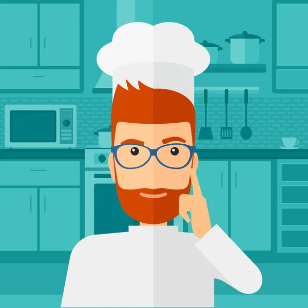 Chef pointing forefinger up. — Stock Vector