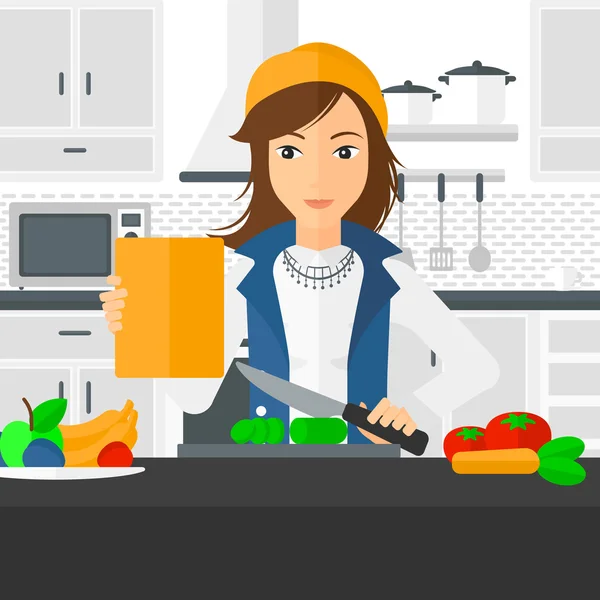 Woman cooking meal. — Stock Vector