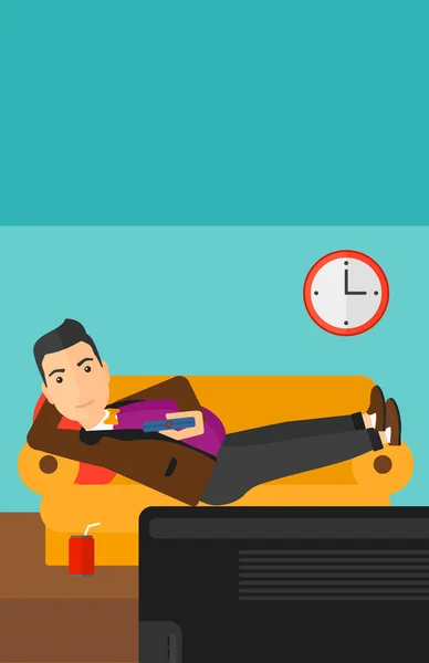 Man lying on sofa. — Stock Vector