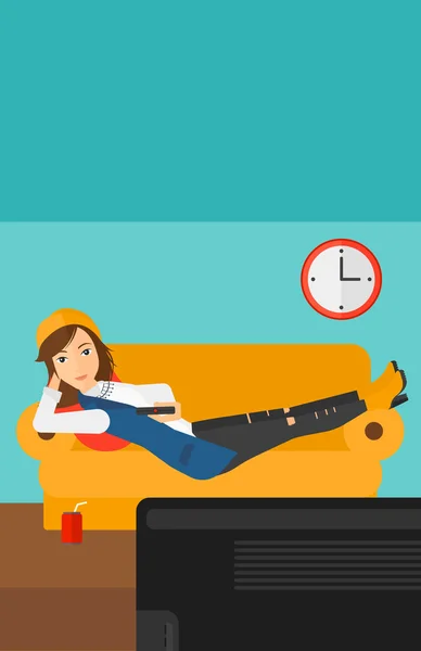 Woman lying on sofa. — Stock Vector