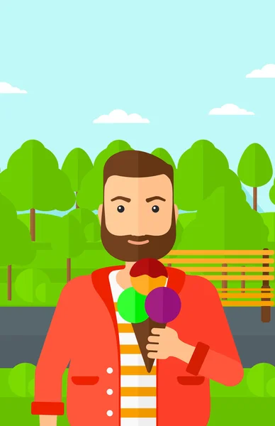 Hombre sosteniendo helado . — Vector de stock