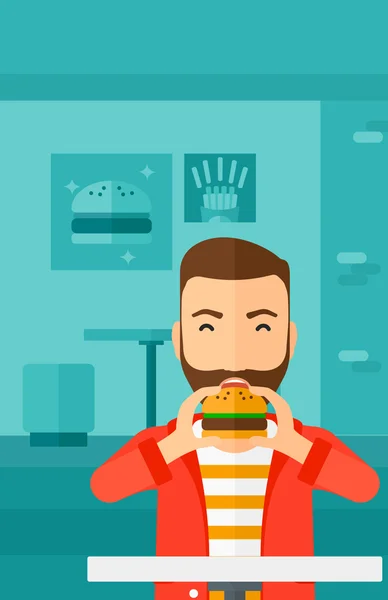 Hombre comiendo hamburguesa . — Archivo Imágenes Vectoriales