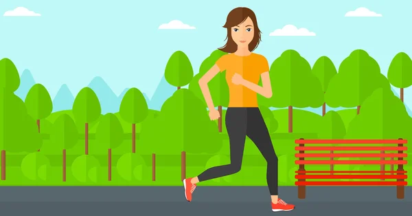 Mujer deportiva trotando . — Vector de stock