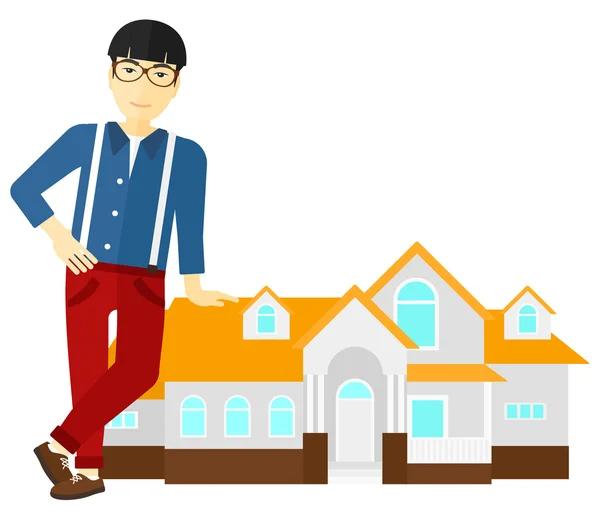 Agente immobiliare che offre casa . — Vettoriale Stock