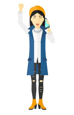 mutlu başarılı bir iş kadını.