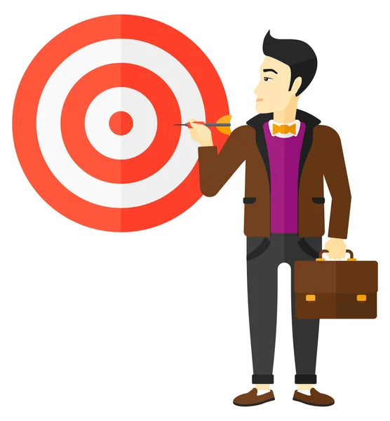 Businessman with target board. — Stock Vector