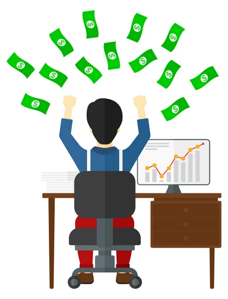 Exitoso hombre de negocios con dinero . — Vector de stock