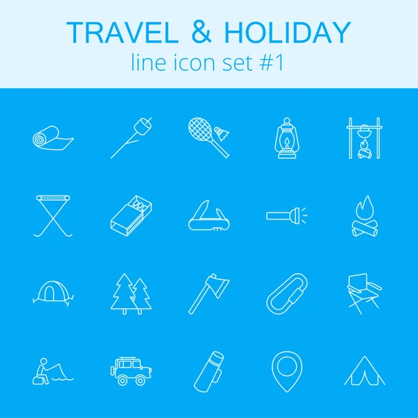 Juego de iconos de viaje y vacaciones . — Vector de stock