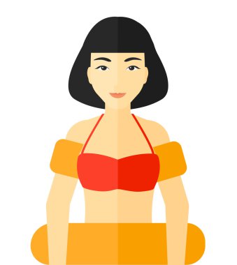 Woman with swimming equipment.