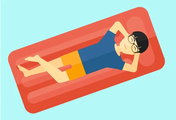 Homem relaxante na piscina . — Vetor de Stock