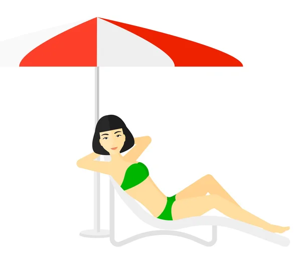 Woman sitting in chaise longue. — Stock Vector