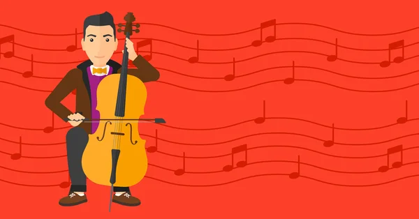 Man spelen cello. — Stockvector