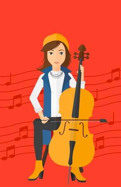 Kvinna spelar cello. — Stock vektor