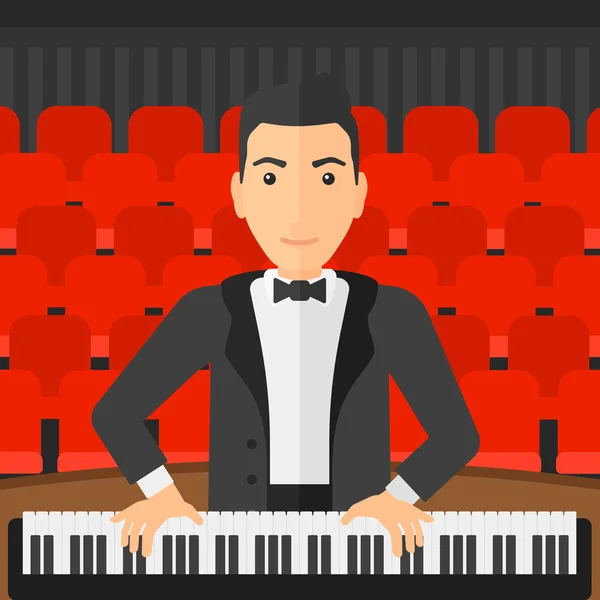 Man die piano speelt. — Stockvector