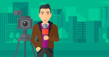 Tv muhabiri çalışma.