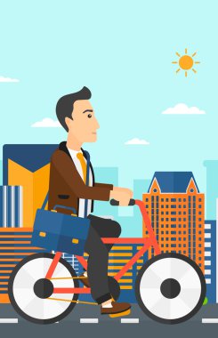 Adam iş için Bisiklete binme.