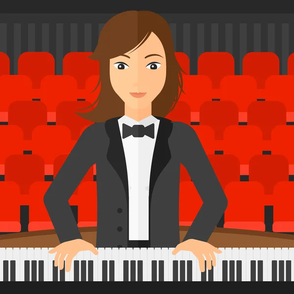 弹钢琴的女人. — 图库矢量图片