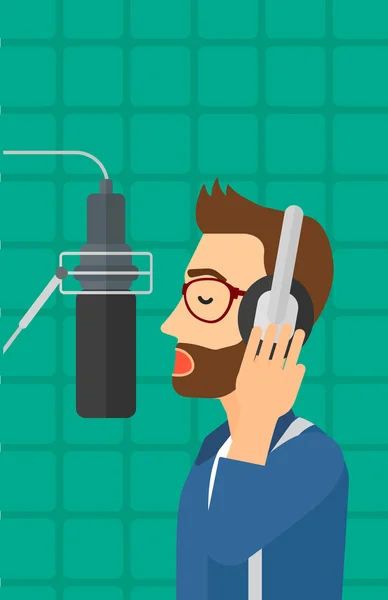 Cantante haciendo disco . — Vector de stock