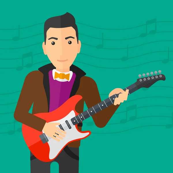 Músico tocando la guitarra eléctrica. — Vector de stock