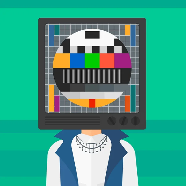 Mujer con cabeza de TV . — Vector de stock