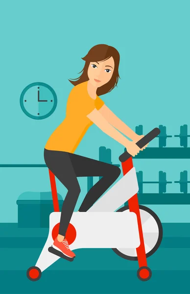 Femme faisant du vélo exercice . — Image vectorielle