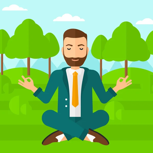 Empresário meditando em pose de lótus. —  Vetores de Stock