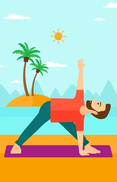 Hombre practicando yoga. — Vector de stock