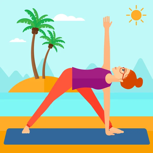Frau praktiziert Yoga. — Stockvektor
